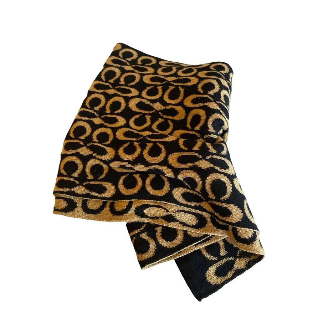 Black‎ & Tan C Logo Signature Horsebit Print Knit Scarf